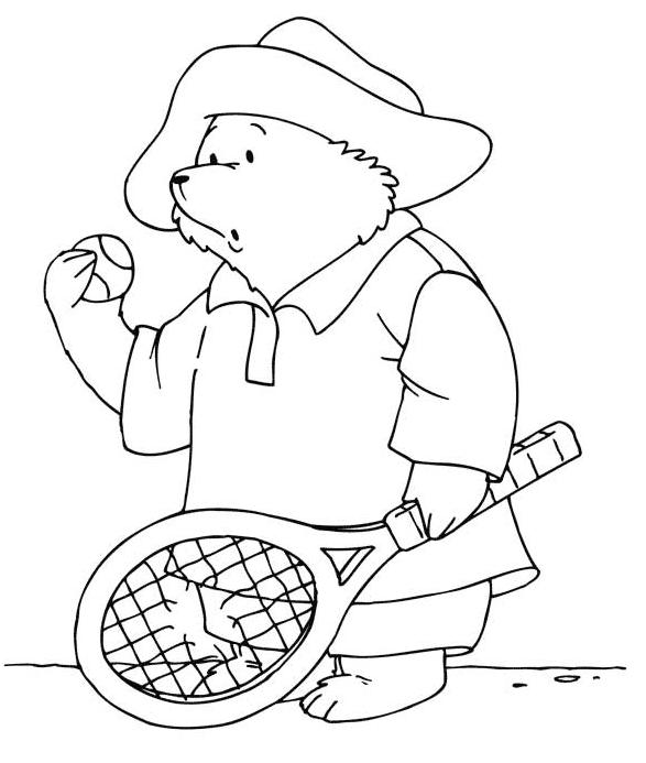 coloriage l ours paddington et sa raquette percee